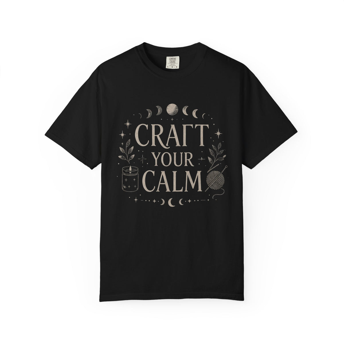 Craft Your Calm T-shirt | Moon Phases, Plants & Candle Illustration