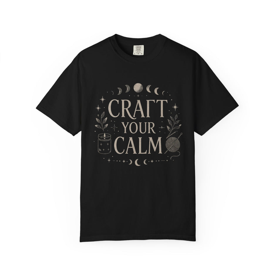 Craft Your Calm T-shirt | Moon Phases, Plants & Candle Illustration