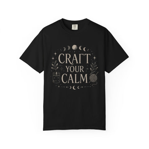 Craft Your Calm T-shirt | Moon Phases, Plants & Candle Illustration