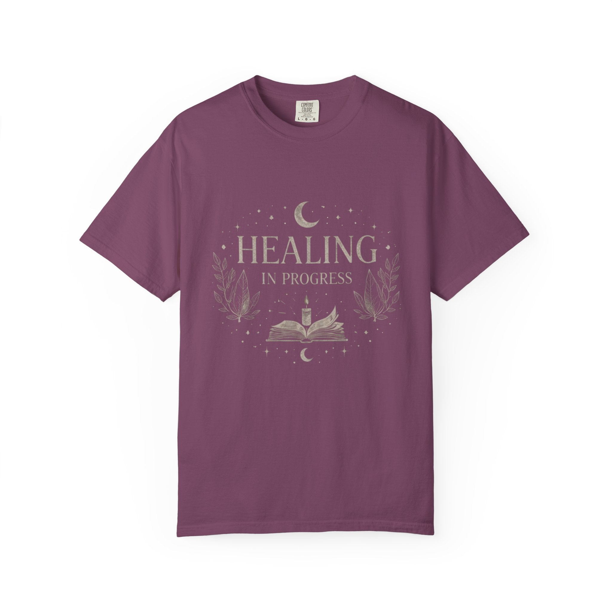 Healing in Progress Tee | Moon, Book & Candle Wellness Shirt