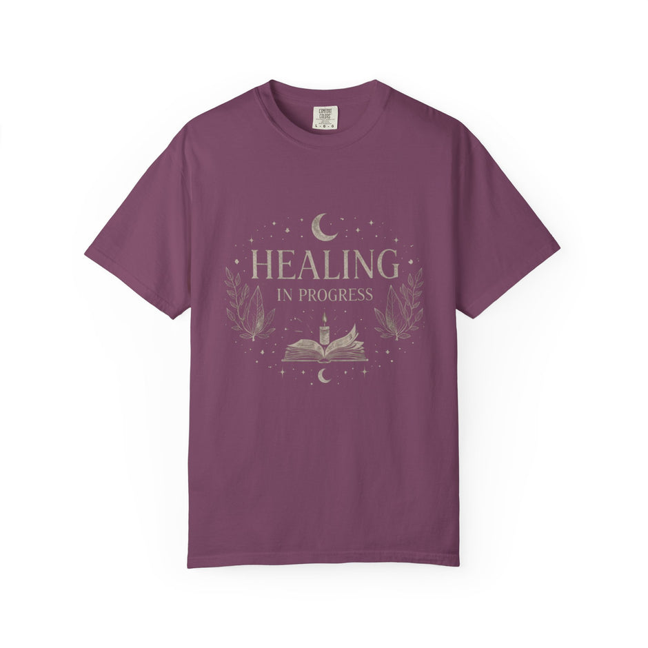 Healing in Progress Tee | Moon, Book & Candle Wellness Shirt