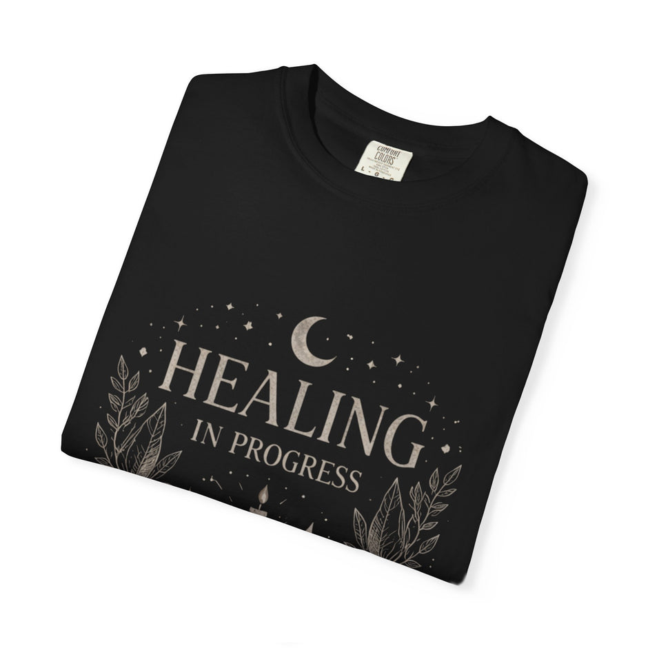 Healing in Progress Tee | Moon, Book & Candle Wellness Shirt