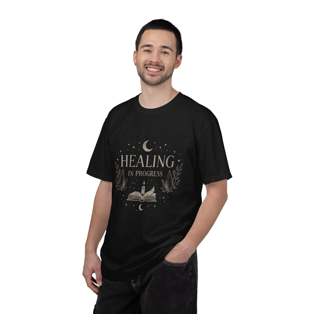 Healing in Progress Tee | Moon, Book & Candle Wellness Shirt