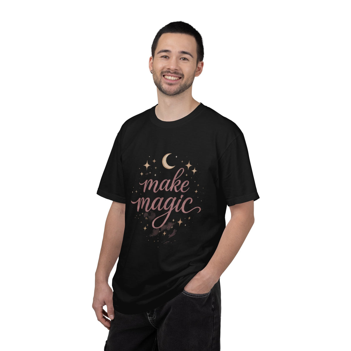 Make Magic moon stars script design T-Shirt | mystical celestial typography