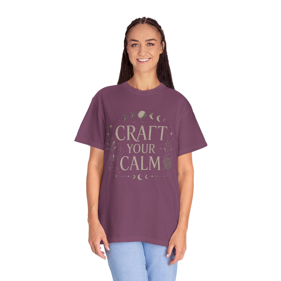 Craft Your Calm T-shirt | Moon Phases, Plants & Candle Illustration
