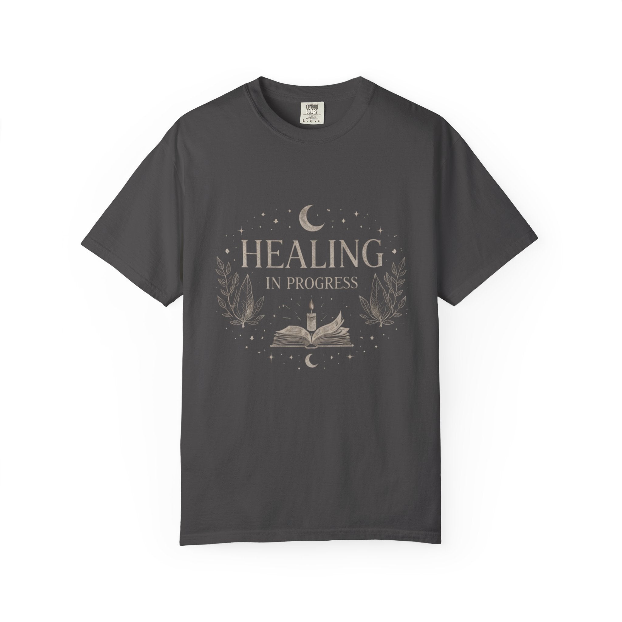 Healing in Progress Tee | Moon, Book & Candle Wellness Shirt